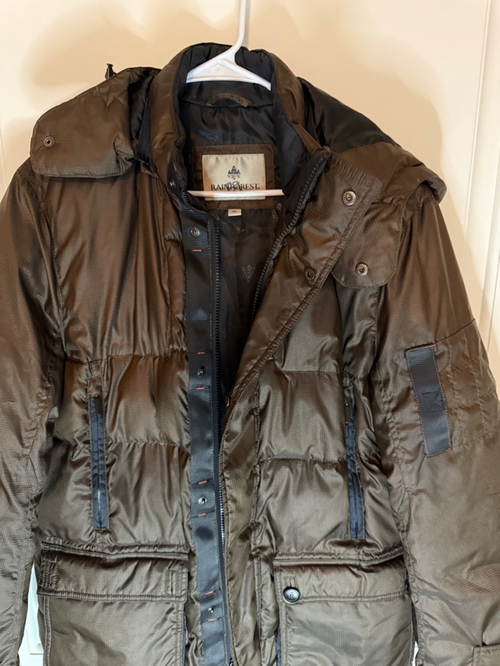 RAINFOREST Men's Dark Brown/Olive Green Quilted Puffer Jacket